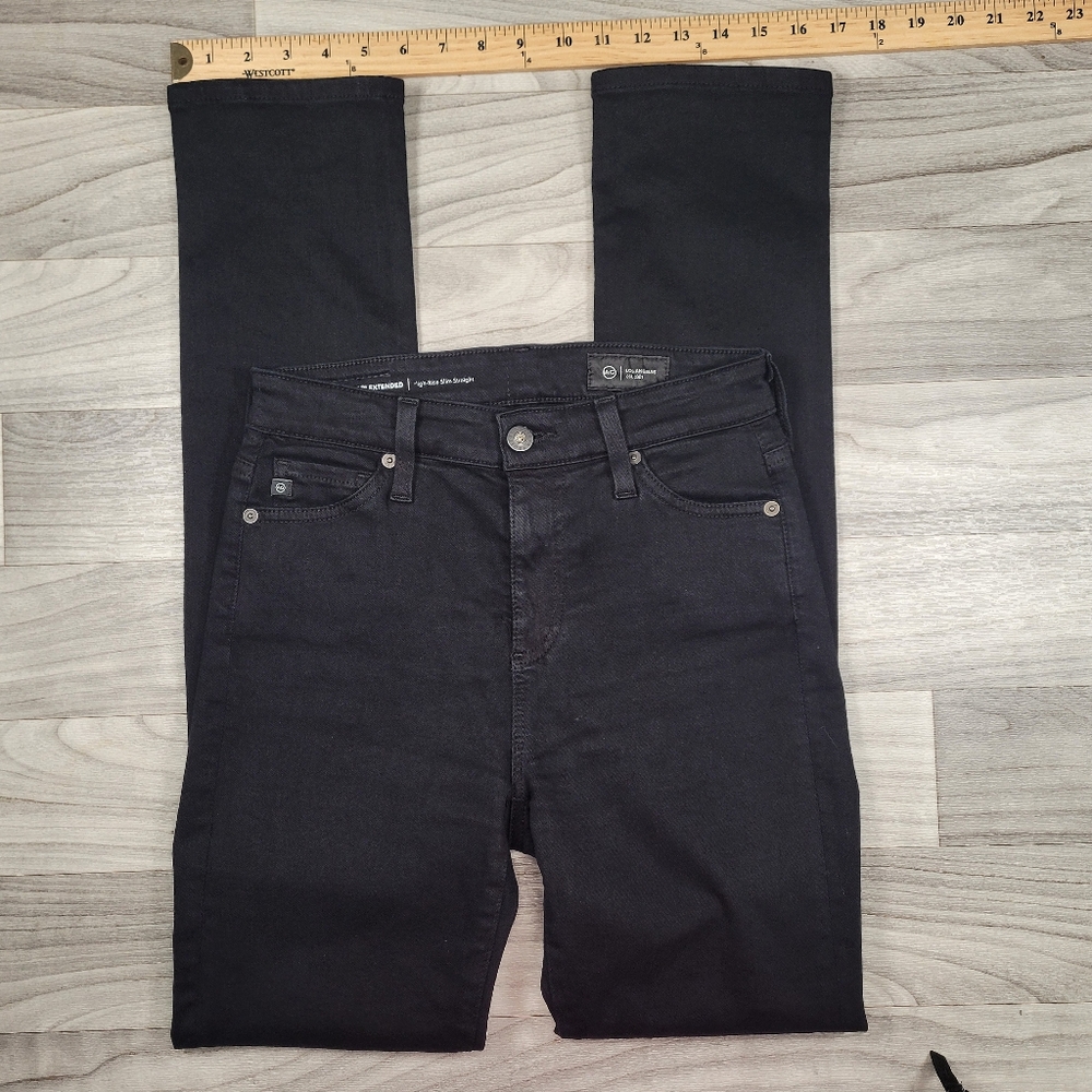 AG Jeans Mari Extended Jeans Women's Size 25/26 Black High-Rise Slim Straight - Picture 2 of 11